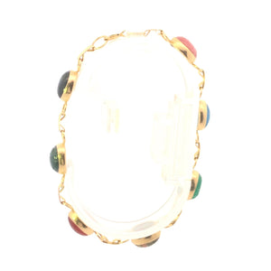 14K Ancient Egyptian Scarab Symbol Carved Stone Bracelet 7.25" Yellow Gold