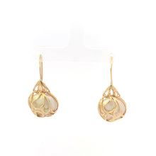 Load image into Gallery viewer, 14K Pearl Ornate Paisley Dangle Hook Statement Earrings Yellow Gold