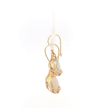 Load image into Gallery viewer, 14K Pearl Ornate Paisley Dangle Hook Statement Earrings Yellow Gold