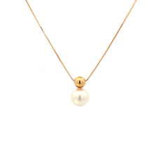 Load image into Gallery viewer, 18K 9.25mm Pearl Vintage Box Link Chain Necklace 15.75&quot; Yellow Gold