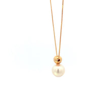 Load image into Gallery viewer, 18K 9.25mm Pearl Vintage Box Link Chain Necklace 15.75&quot; Yellow Gold