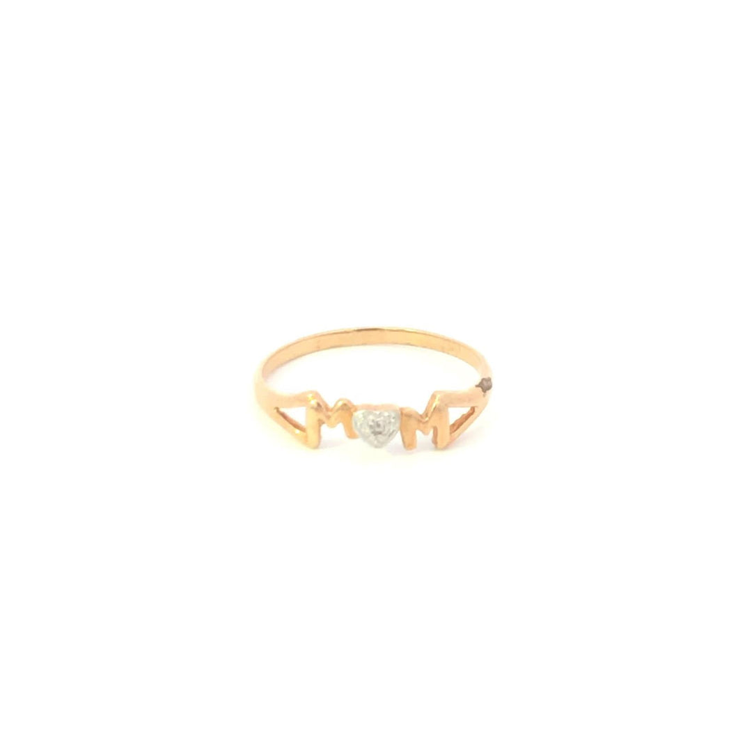 10K Diamond Mom Mother's Day Love Heart Ring Yellow Gold