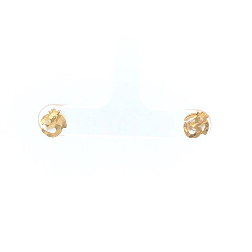 10K Batik Ohm Sound of the Universe Stud Earrings Yellow Gold