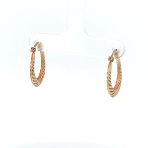 10K 19.8mm Puffy Twist Vintage Oval Hoop Earrings Yellow Gold