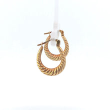 Load image into Gallery viewer, 10K 19.8mm Puffy Twist Vintage Oval Hoop Earrings Yellow Gold