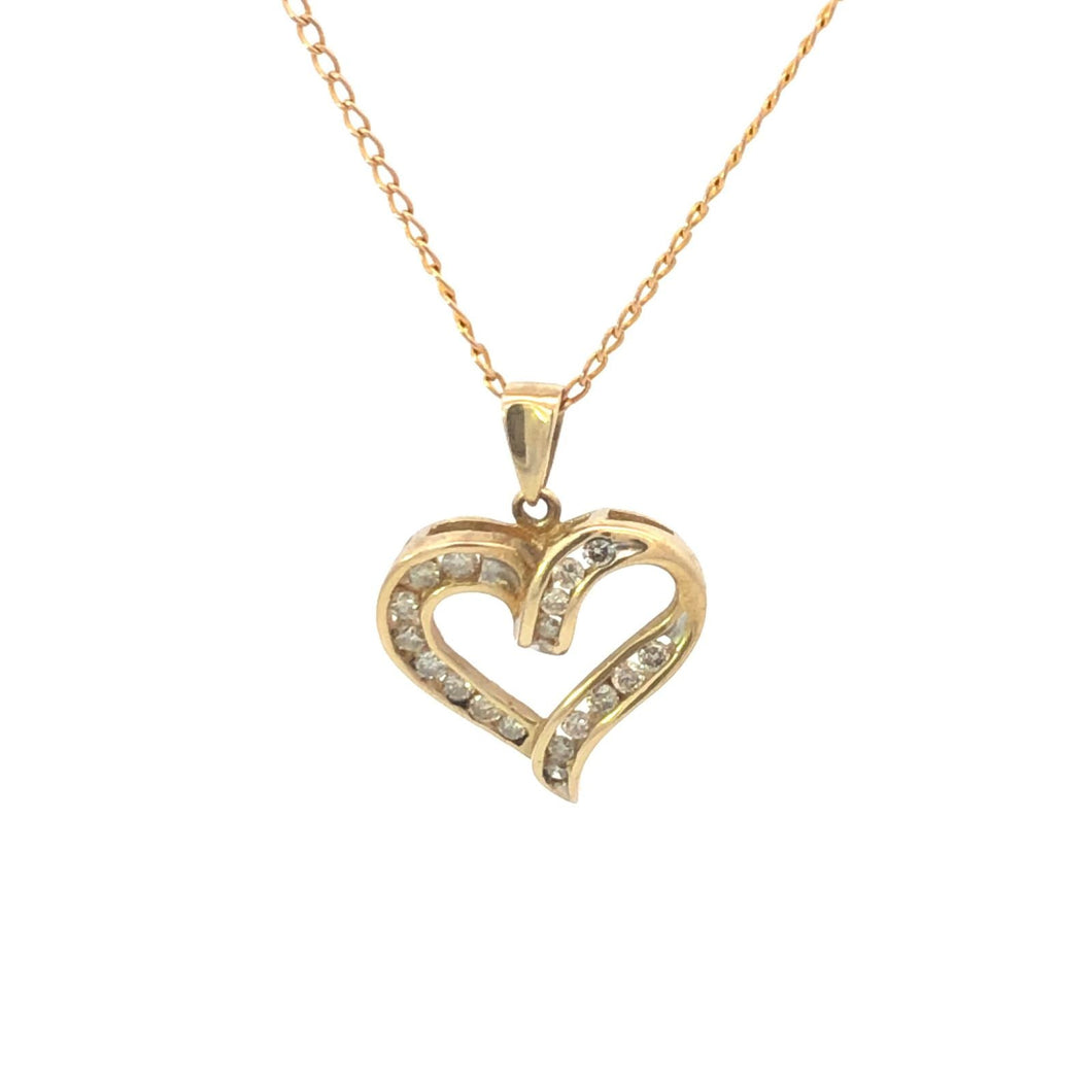 10K 0.50 Ctw Diamond Heart Love Symbol Pendant Yellow Gold