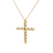 Load image into Gallery viewer, 10K 0.75 Ctw Diamond Cluster Vintage Cross Pendant Yellow Gold