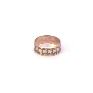 9K 6.2mm Victorian Heart Swirl Pattern Band Ring Yellow Gold