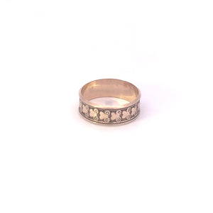 9K 6.2mm Victorian Heart Swirl Pattern Band Ring Yellow Gold