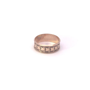 9K 6.2mm Victorian Heart Swirl Pattern Band Ring Yellow Gold