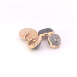 8K Victorian Oval Rutilated Quartz Cabochon Cuff Links Yellow Gold