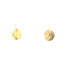 Load image into Gallery viewer, 8K 1960&#39;s Pearl Squared Round Dangle Lever Back Earrings Yellow Gold