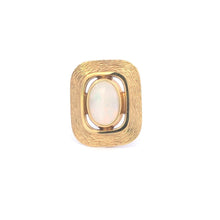 Load image into Gallery viewer, 9K Oval Natural Opal Grooved Squared Statement Pin/Brooch Yellow Gold