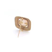 Load image into Gallery viewer, 9K Oval Natural Opal Grooved Squared Statement Pin/Brooch Yellow Gold