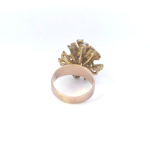 8K 1960's Natural Opal Geometric Cluster Cocktail Ring Yellow Gold