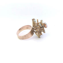 Load image into Gallery viewer, 8K 1960&#39;s Natural Opal Geometric Cluster Cocktail Ring Yellow Gold