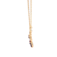 Load image into Gallery viewer, 8K Oval Rubellite Garnet Scroll Chevron Chain Necklace 16.75&quot; Yellow Gold