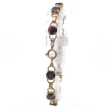 Load image into Gallery viewer, 8K 1930&#39;s Round Garnet Vintage Ornate Chain Bracelet 7.75&quot; Yellow Gold