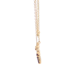 8K Garnet Rubellite Oval Scroll Chevron Chain Necklace 16.75" Yellow Gold