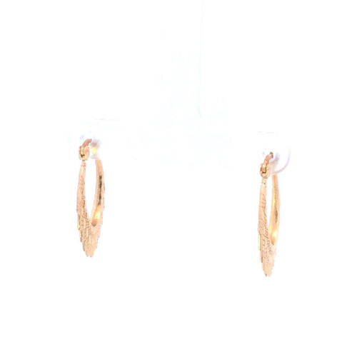 14K Geometric Zig Zag Pattern Oval Hoop 23.8mm Earrings Yellow Gold