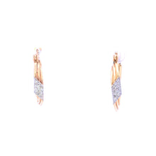 Load image into Gallery viewer, 14K Retro Diamond Squared Cluster Twist Hoop Earrings Yellow Gold