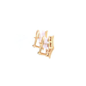 14K Diamond Square Cluster Ornate French Clip Earrings Yellow Gold