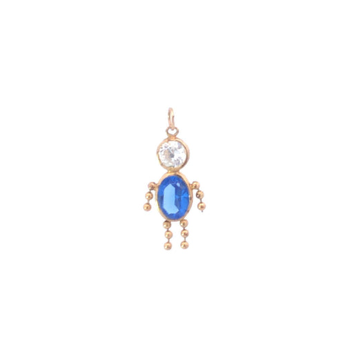 14K September Birthstone Baby Vintage CZ Charm/Pendant Yellow Gold