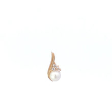 Load image into Gallery viewer, 10K Vintage Pearl CZ Classic Swirl Statement Pendant Yellow Gold