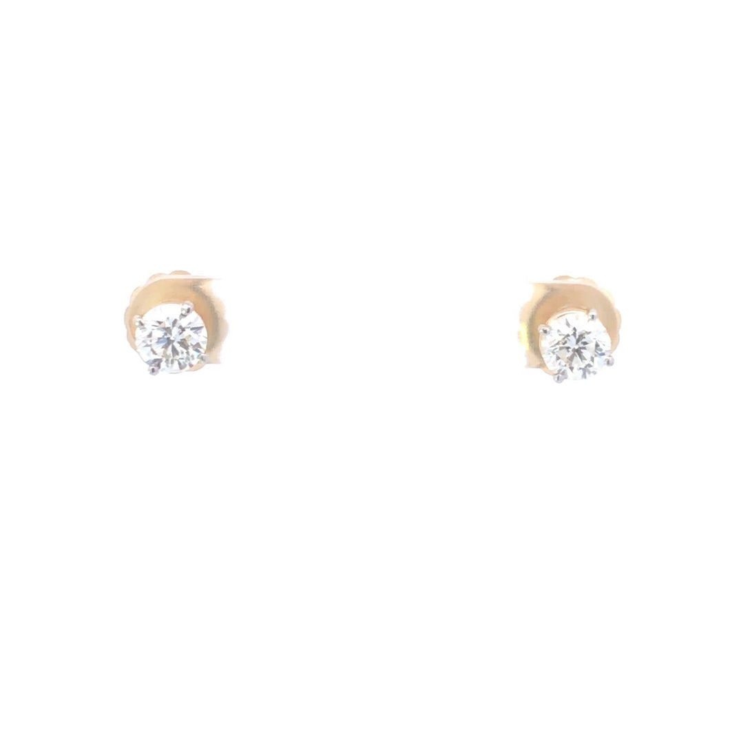 14K 1.70 Ctw Diamond Solitaire Screw Back Stud Earrings Yellow Gold