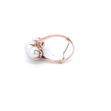 Load image into Gallery viewer, 14K 1960&#39;s Three Stone Vintage Pearl Bypass Ring Yellow Gold