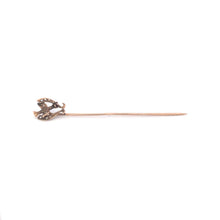 Load image into Gallery viewer, 10K Victorian Dove Peace Symbol Seed Pearl Garnet Stick Pin Yellow Gold