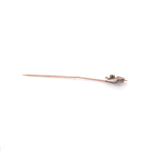 Load image into Gallery viewer, 10K Victorian Dove Peace Symbol Seed Pearl Garnet Stick Pin Yellow Gold
