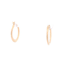 Load image into Gallery viewer, 14K 19.6mm Vintage Diamond Cut Ridged Hoop Earrings Yellow Gold