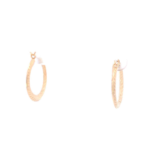 14K 19.6mm Vintage Diamond Cut Ridged Hoop Earrings Yellow Gold