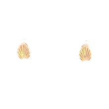 Load image into Gallery viewer, 14K Scalloped Vintage Grooved Stud Earrings Yellow Gold