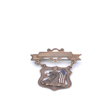 Load image into Gallery viewer, 10K Daughters of Liberty Antique Enamel Dangle Pin/Brooch Yellow Gold