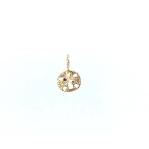 14K Sea Shell Sand Dollar Ocean Beach Motif Charm/Pendant Yellow Gold