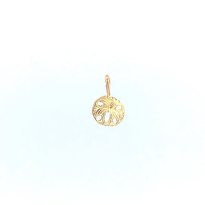 14K Sea Shell Sand Dollar Ocean Beach Motif Charm/Pendant Yellow Gold