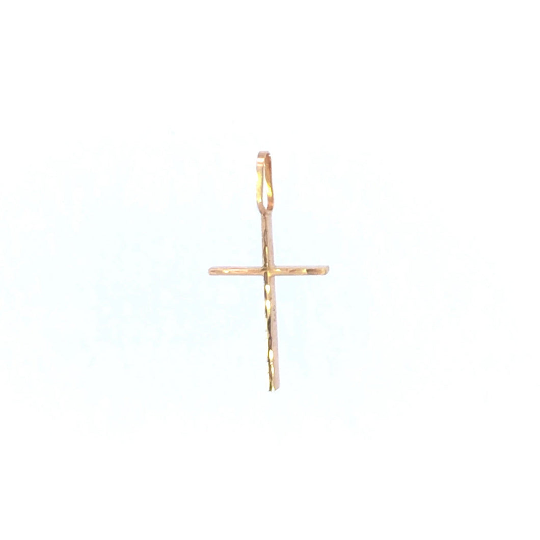 10K Diamond Cut Cross Christian Faith Symbol Pendant Yellow Gold