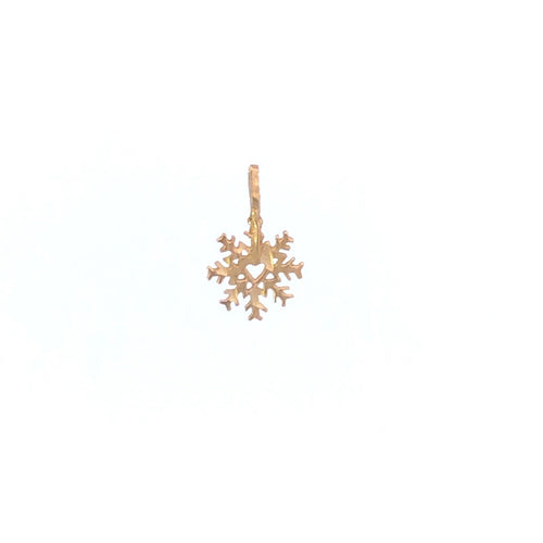 14K Snow Flake Winter Holiday Season Charm/Pendant Yellow Gold
