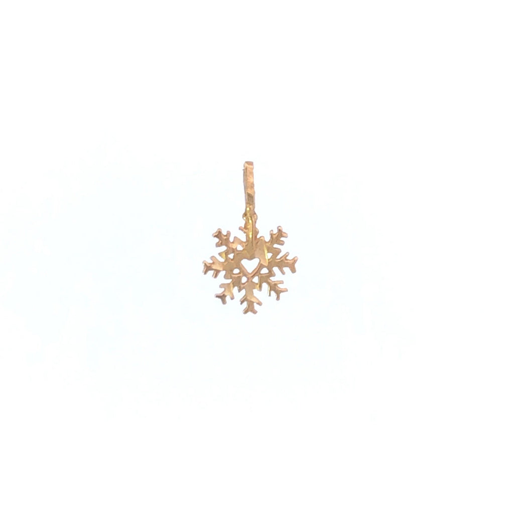 14K Snow Flake Winter Holiday Season Charm/Pendant Yellow Gold