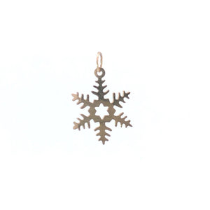 14K Snowflake Vintage Winter Holiday Season Charm/Pendant Yellow Gold