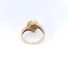 Load image into Gallery viewer, 10K Vintage 7.3mm Pearl Diamond Bypass Ring Yellow Gold