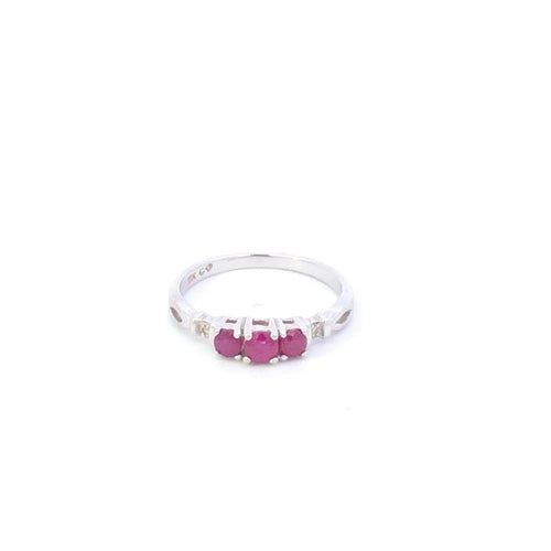 14K Ruby Diamond Promise Engagement Ring White Gold