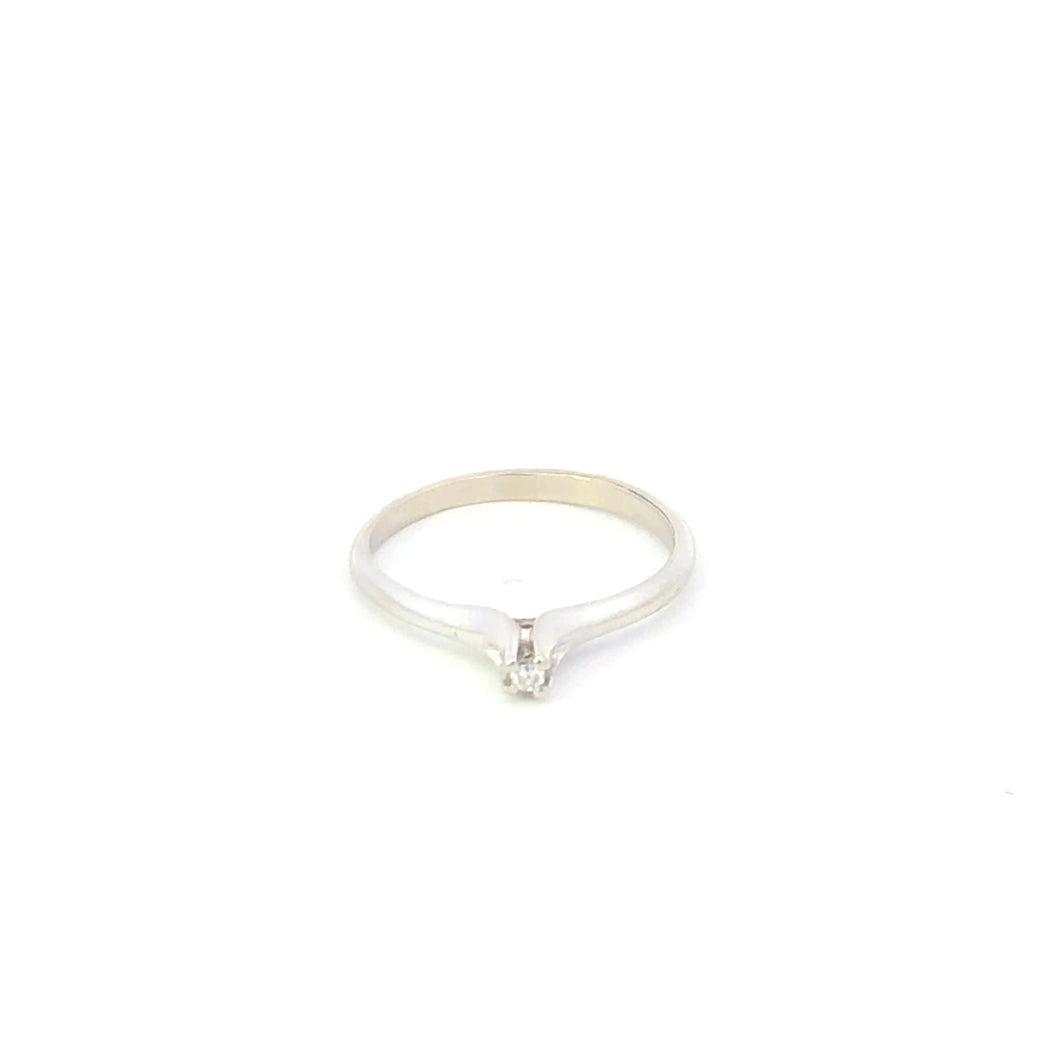 10K Diamond Solitaire Classic Promise Simple Ring White Gold