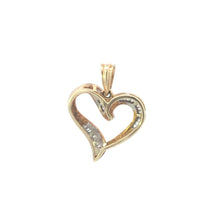 Load image into Gallery viewer, 10K Baguette Diamond Curvy Heart Love Pendant Yellow Gold