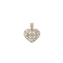 Load image into Gallery viewer, 10K Domed Heart Lattice Vintage Love Symbol Pendant Yellow Gold