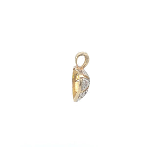 10K Domed Heart Lattice Vintage Love Symbol Pendant Yellow Gold