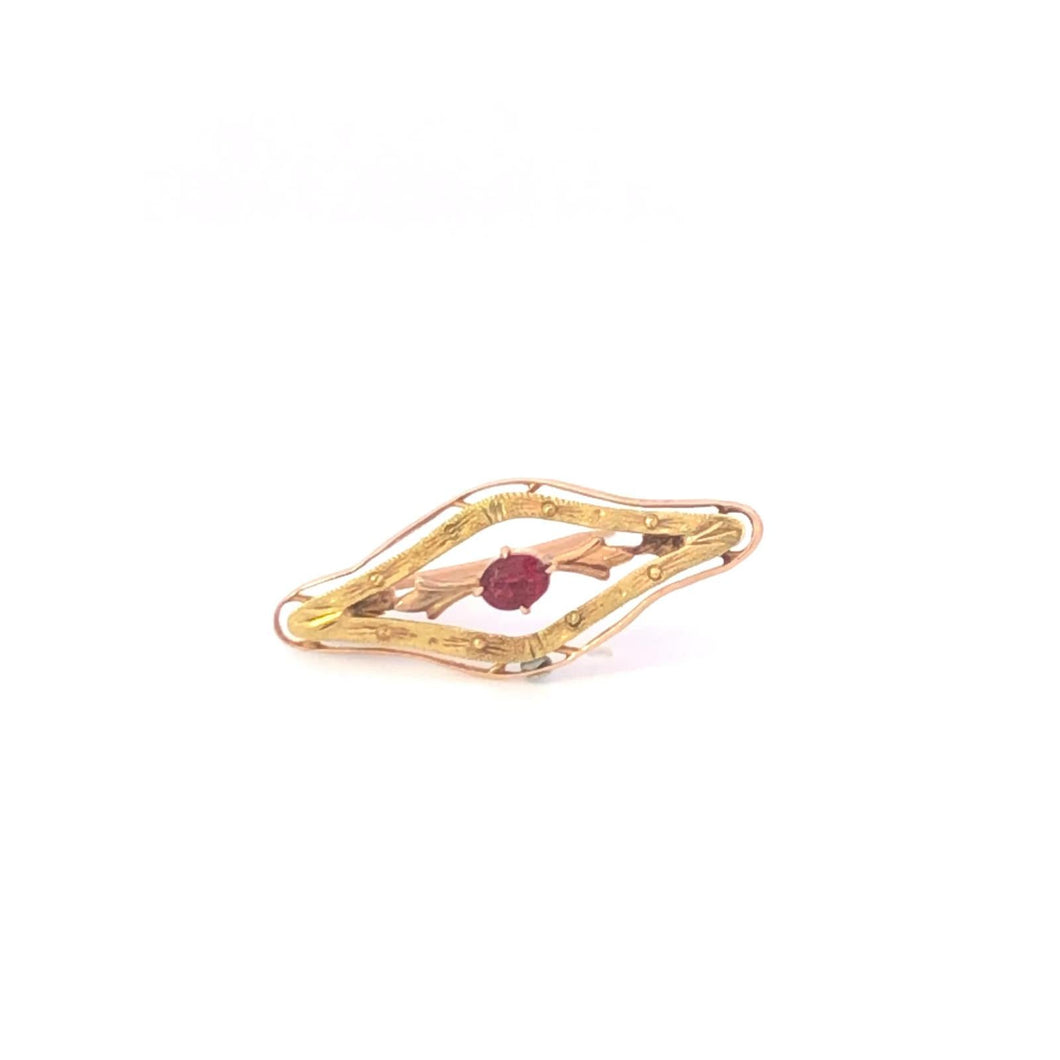 10K Victorian Oval Garnet Vintage Statement Pin/Brooch Yellow Gold