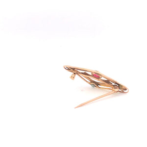 10K Victorian Oval Garnet Vintage Statement Pin/Brooch Yellow Gold
